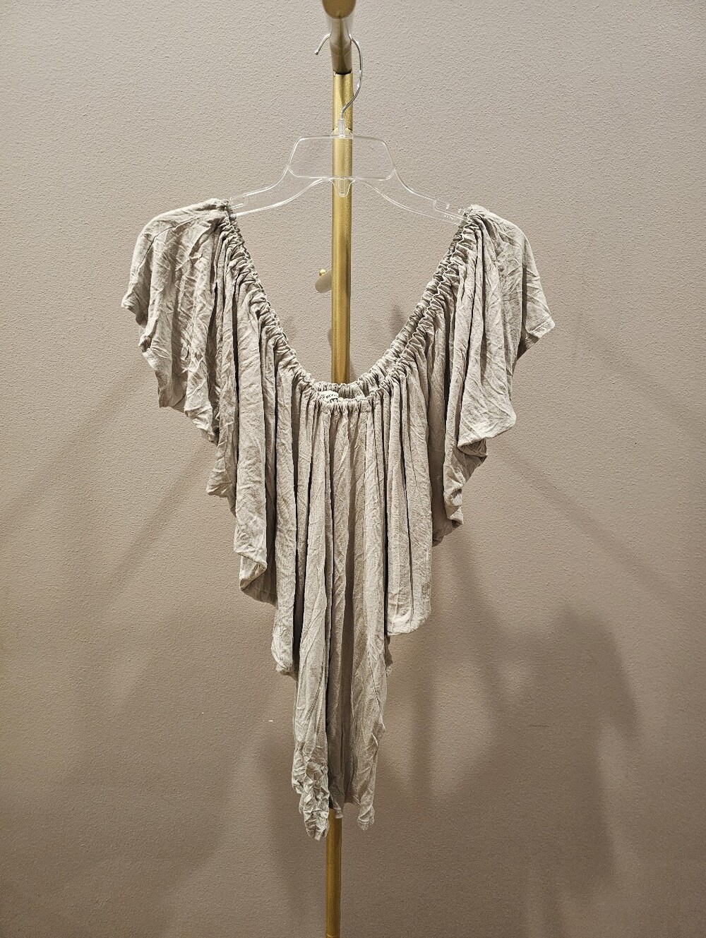 Vintage Forever 21 Light Gray Flutter Sleeve Blouse